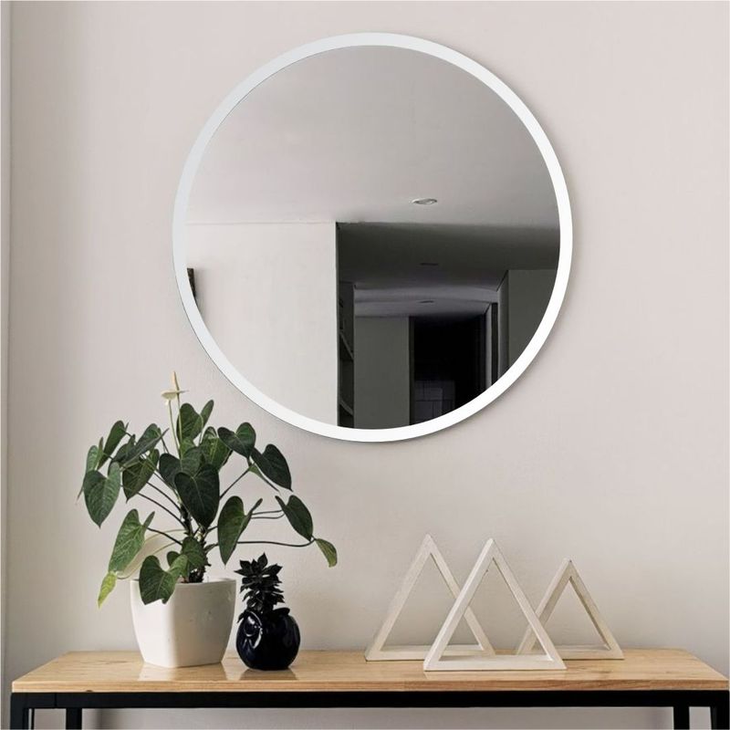 ALIK DISEÑO - Espejo Redondo Con Marco Metálico Ancho Blanco 60cm