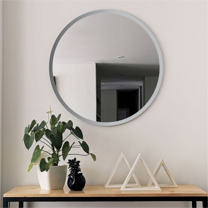 ALIK DISEÑO - Espejo Redondo Con Marco Metálico Ancho Plateado 60cm