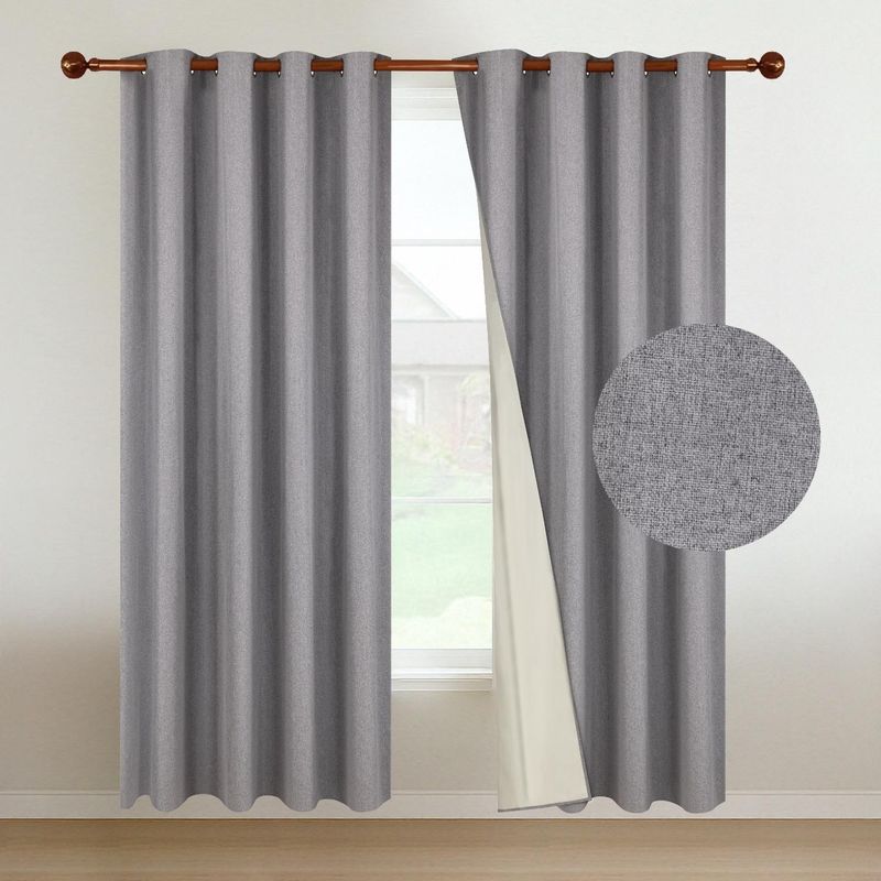 CASATUA - Cortina 100% Blackout Engomada Termica X2 Casatua Tipo Lino - Gris