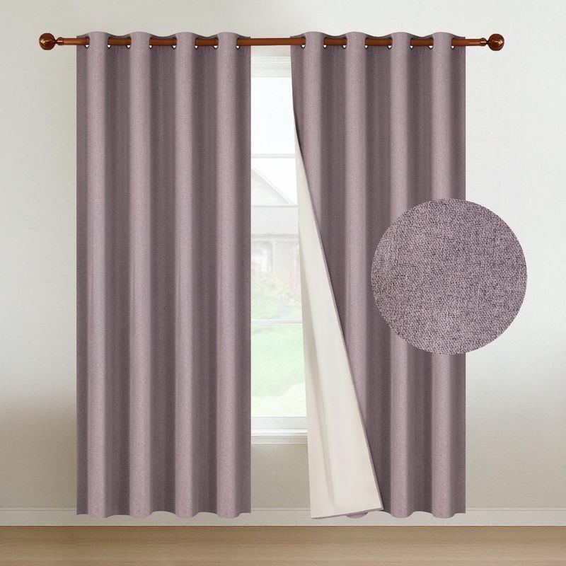 CASATUA - Cortina 100% Blackout Engomada Termica X2 Casatua Tipo Lino - Rosa