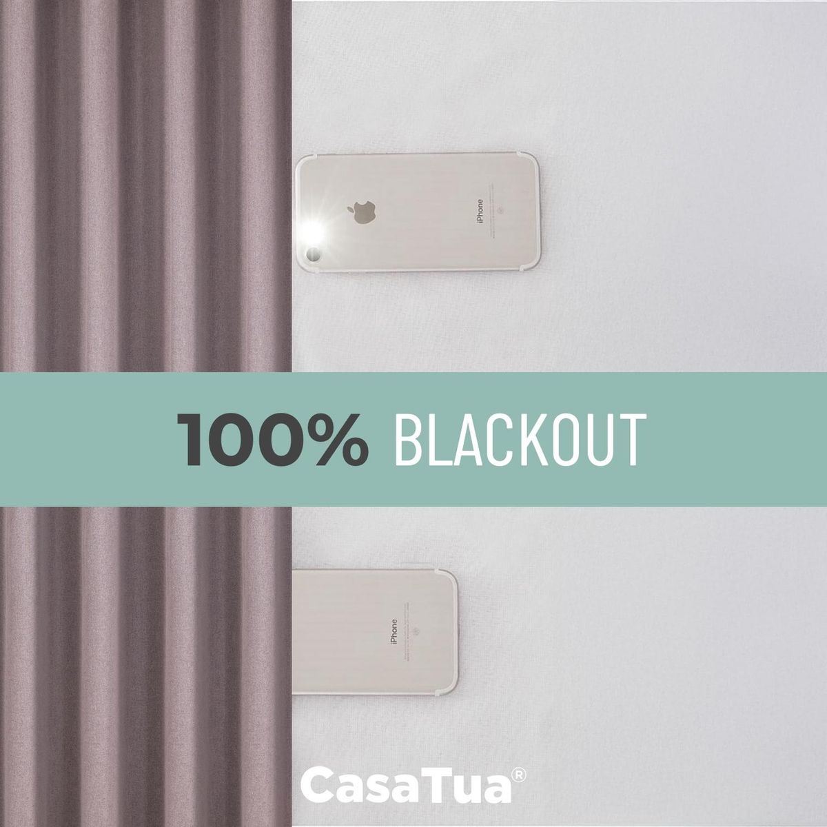 CASATUA - Cortina 100% Blackout Engomada Termica X2 Casatua Tipo Lino - Rosa