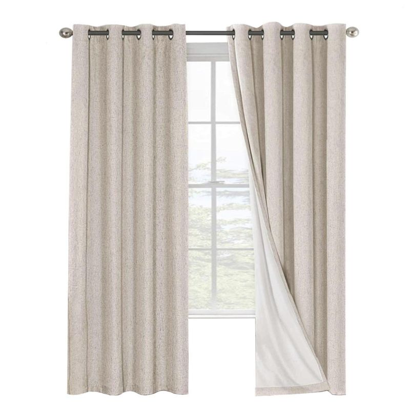 CASATUA - Cortina 100% Blackout Engomada Termica X2 Casatua Tipo Lino - Beige