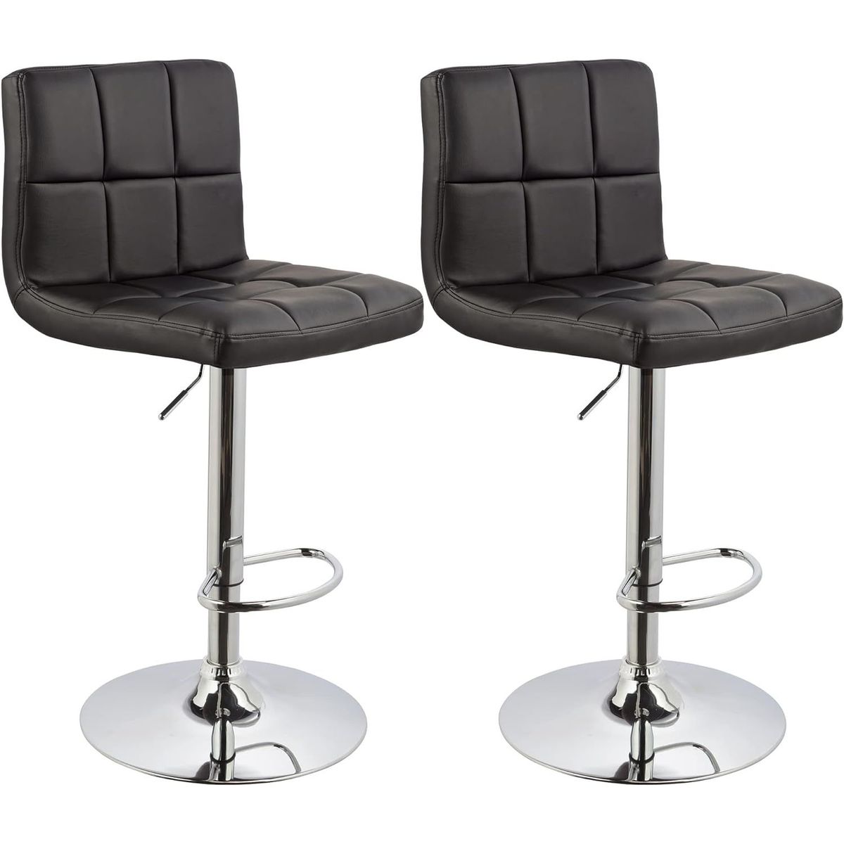 MOBLIHOUSE - Set X2 Silla Bar Giratoria Espaldar Acolchada Negra Moblihouse