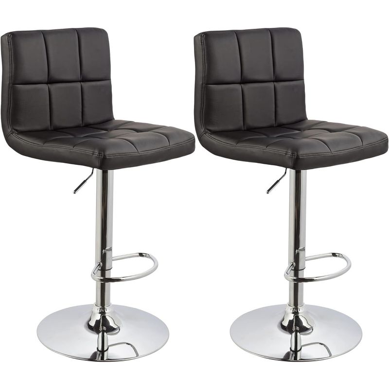 MOBLIHOUSE - Set X2 Silla Bar Giratoria Espaldar Acolchada Negra Moblihouse