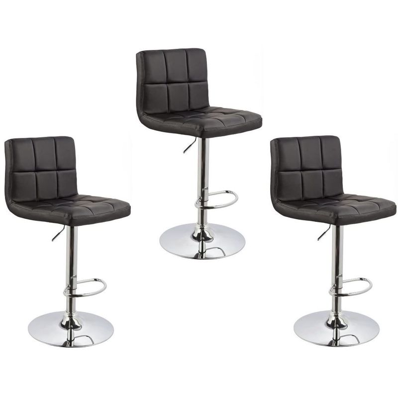 MOBLIHOUSE - Set X3 Silla Bar Giratoria Espaldar Acolchada Negra Moblihouse