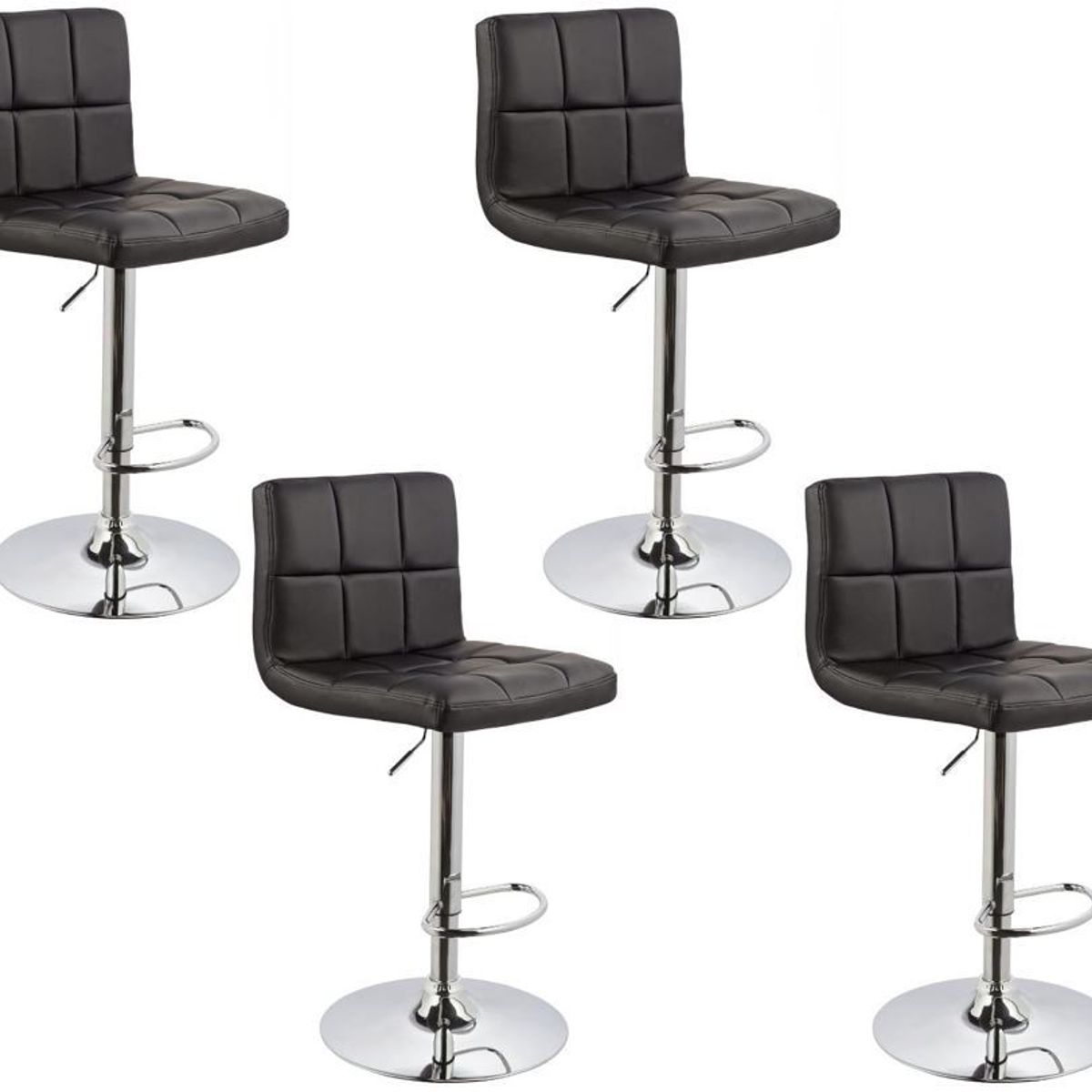 MOBLIHOUSE - Set X4 Silla Bar Giratoria Espaldar Acolchada Negra Moblihouse