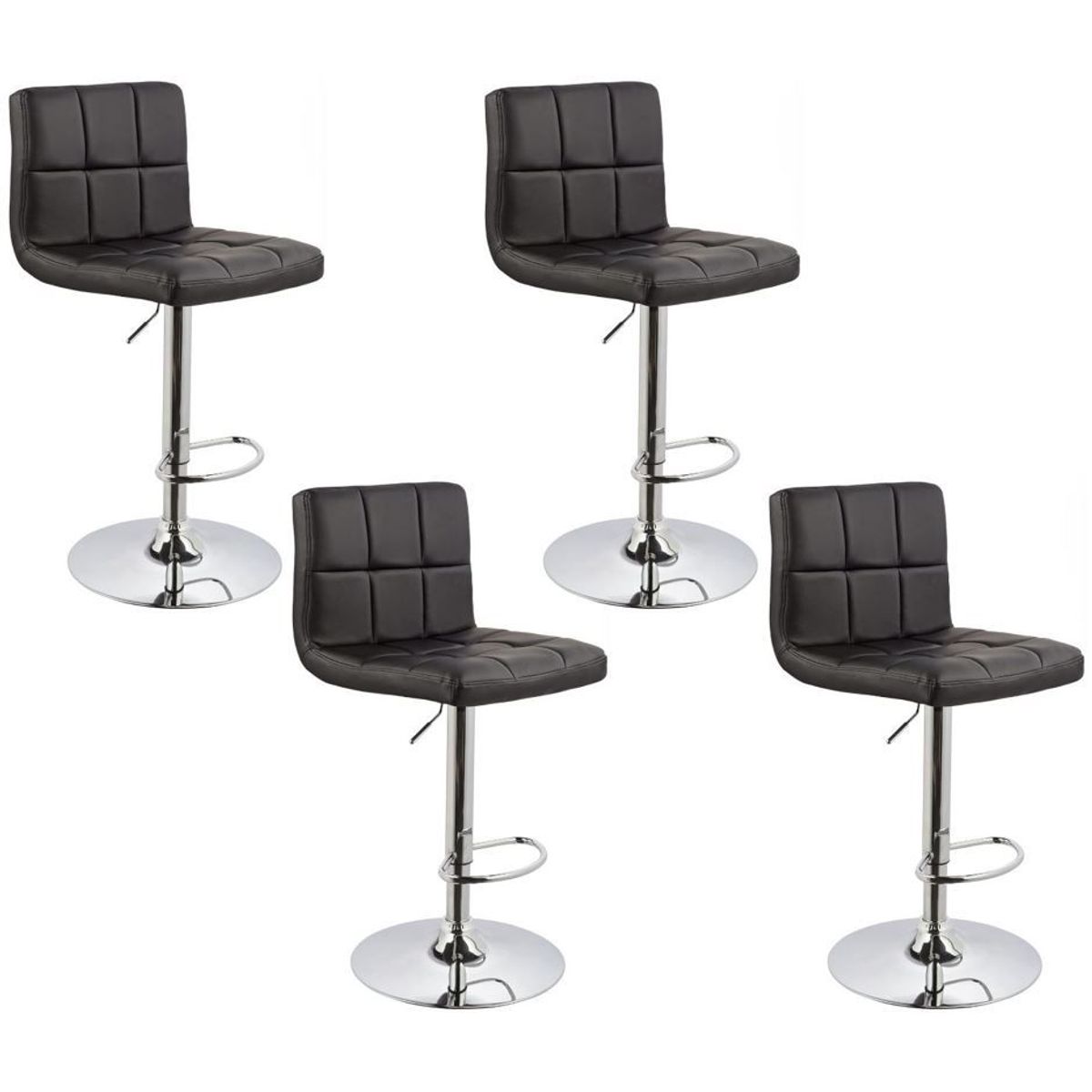 MOBLIHOUSE - Set X4 Silla Bar Giratoria Espaldar Acolchada Negra Moblihouse