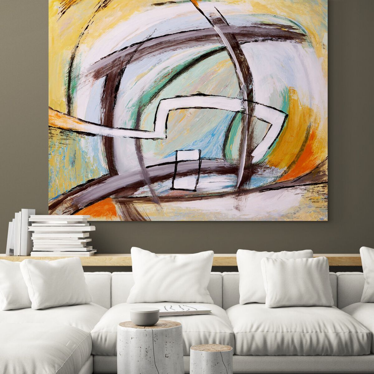 TAYRONA STORE - Cuadro En Lienzo Para La Sala Pintura Abstracta 171 50x40cm