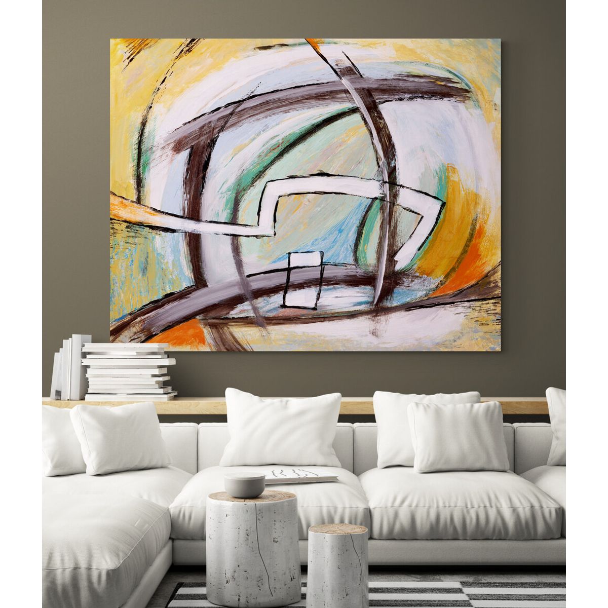 TAYRONA STORE - Cuadro En Lienzo Para La Sala Pintura Abstracta 171 50x40cm