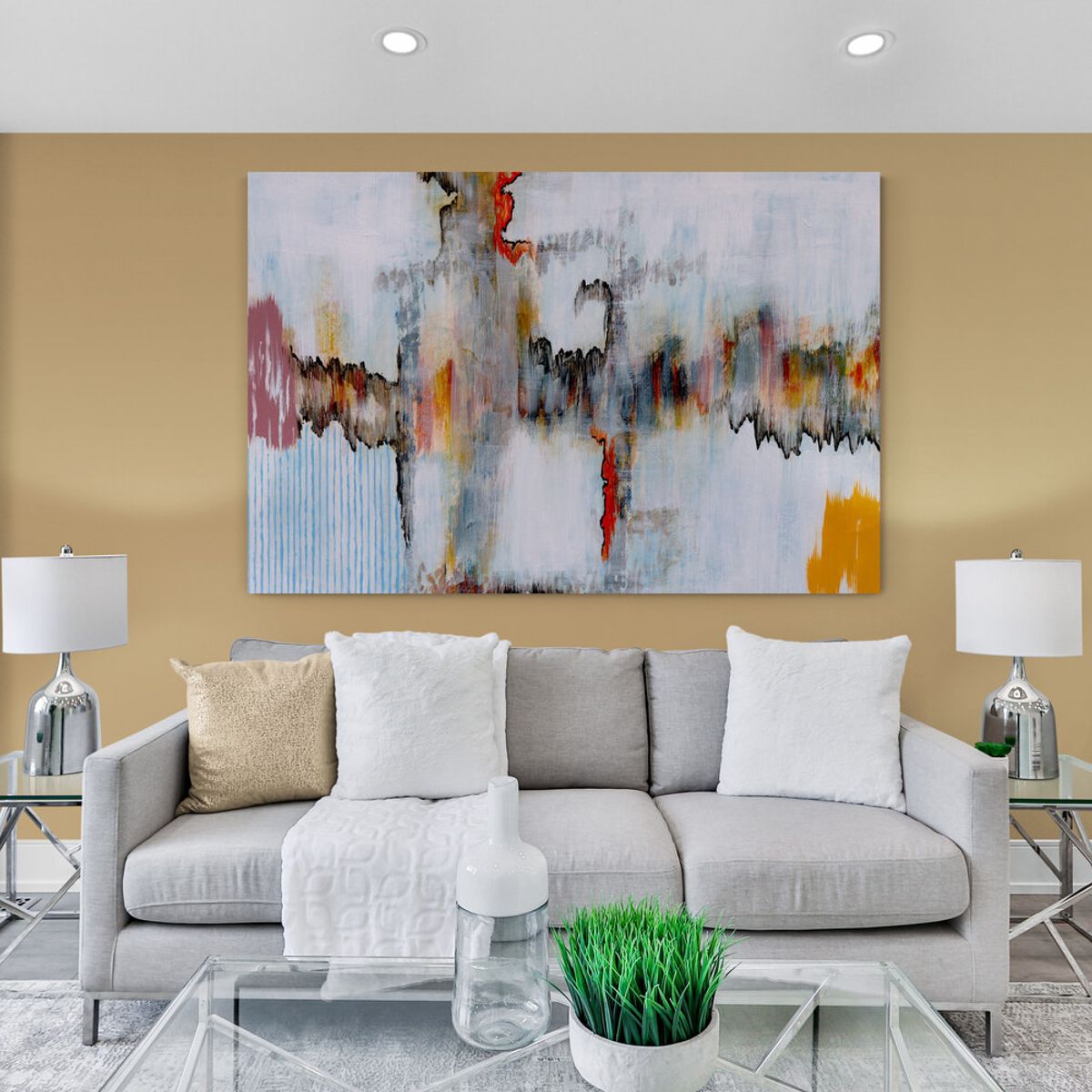 TAYRONA STORE - Cuadro En Lienzo Para La Sala Pintura Abstracta 182 75x60cm