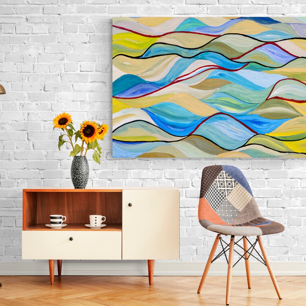 TAYRONA STORE - Cuadro En Lienzo Para La Sala Pintura Abstracta 189 50x35cm