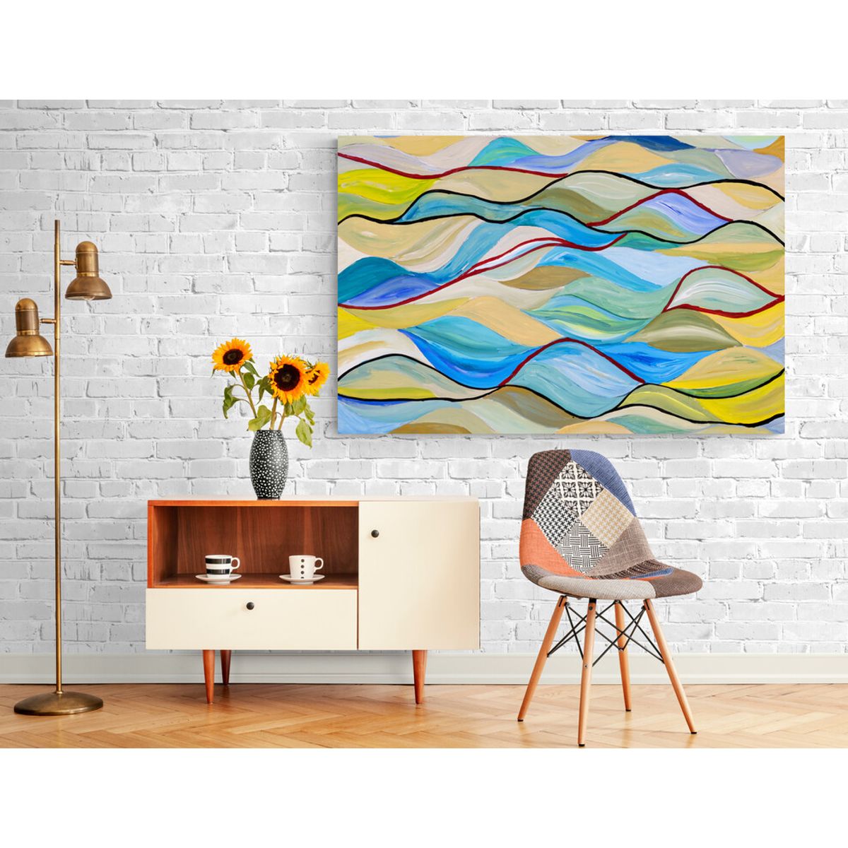 TAYRONA STORE - Cuadro En Lienzo Para La Sala Pintura Abstracta 189 50x35cm