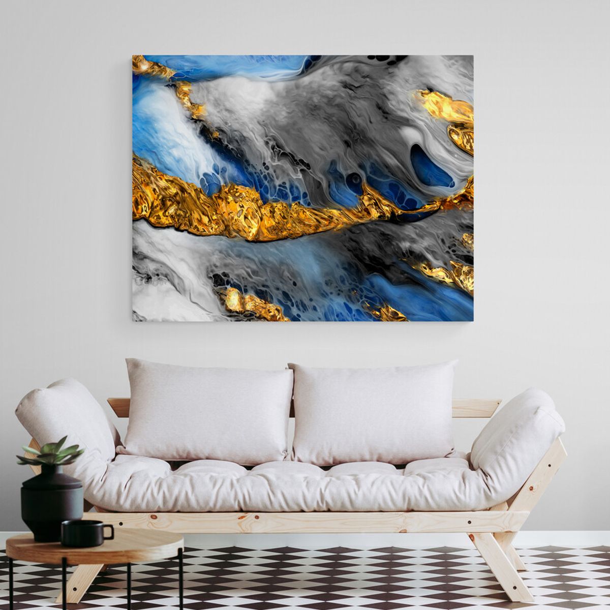 TAYRONA STORE - Cuadro Lienzo Para Sala Pintura Abstracta Con Oro 07 100x80cm