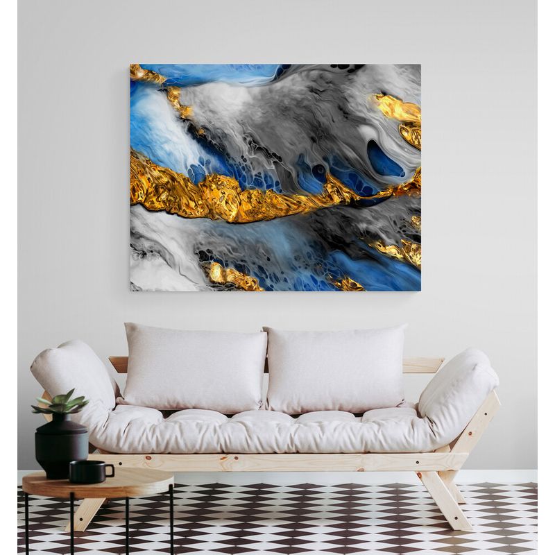 TAYRONA STORE - Cuadro Lienzo Para Sala Pintura Abstracta Con Oro 07 100x80cm