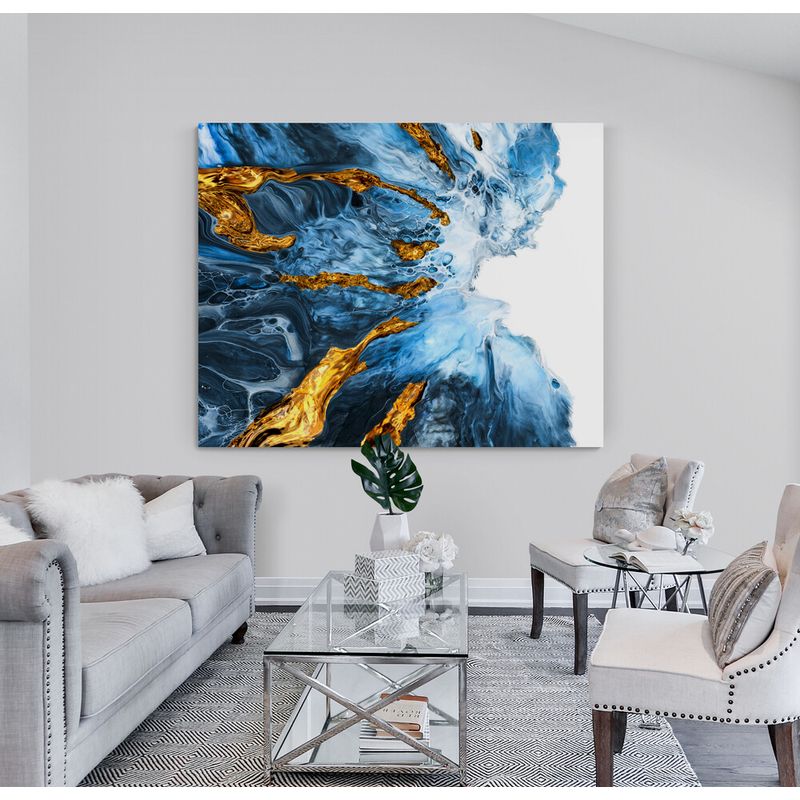 TAYRONA STORE - Cuadro Lienzo Para Sala Pintura Abstracta Con Oro 10 50x40cm