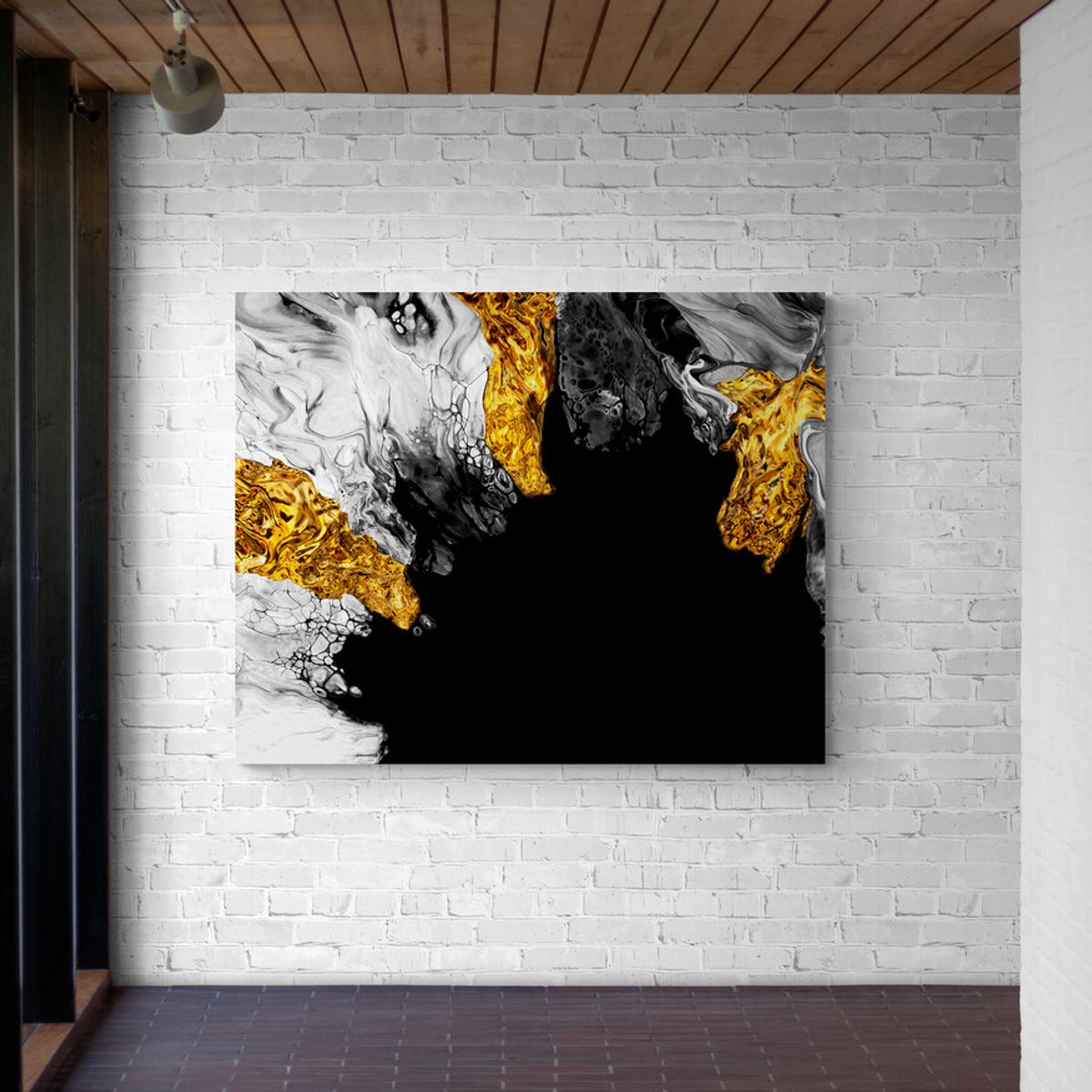 TAYRONA STORE - Cuadro Lienzo Para Sala Pintura Abstracta Con Oro 11 125x100cm