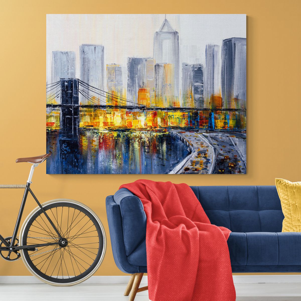 TAYRONA STORE - Cuadro En Lienzo Para La Sala Pintura Ciudad 070 75x60cm