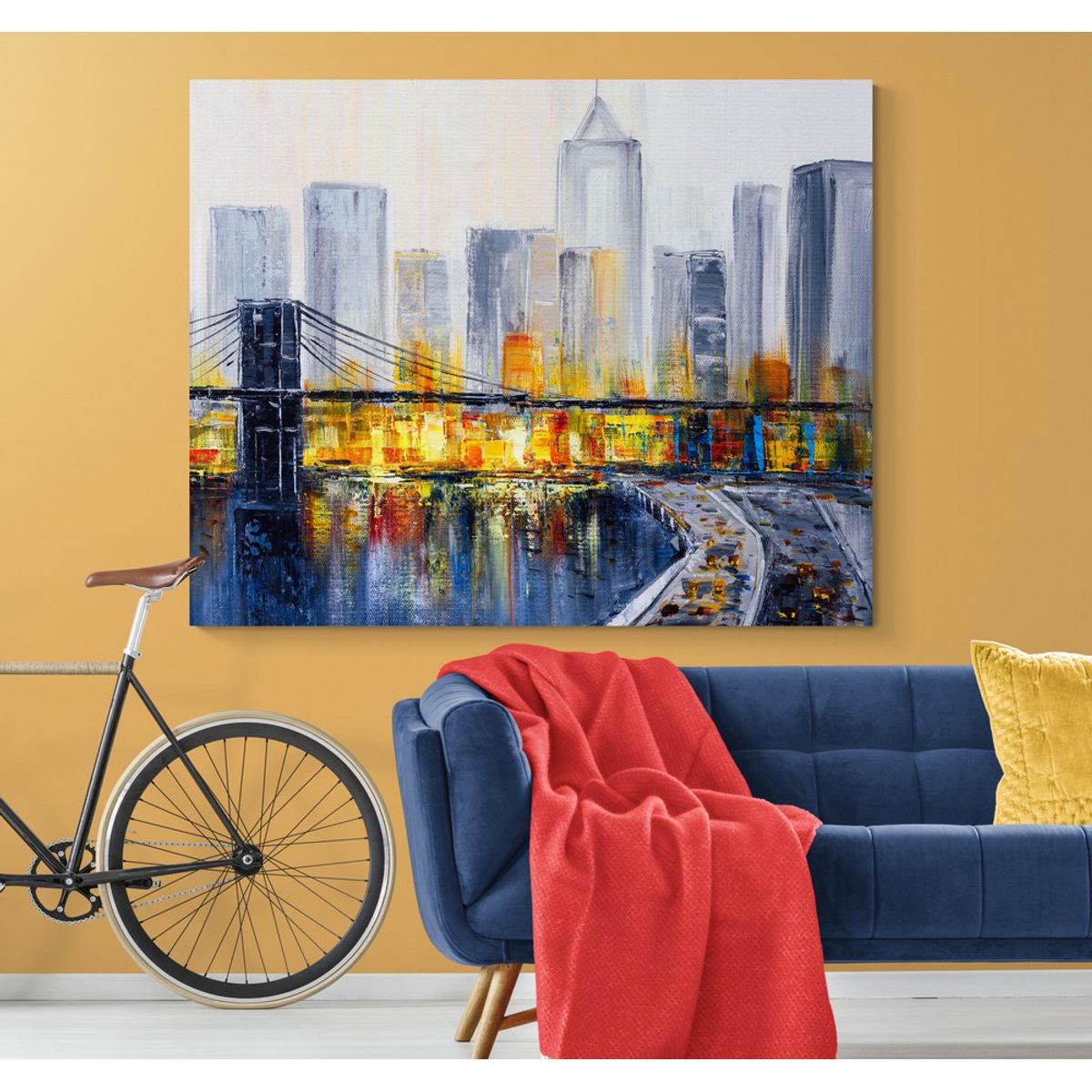 TAYRONA STORE - Cuadro En Lienzo Para La Sala Pintura Ciudad 070 75x60cm