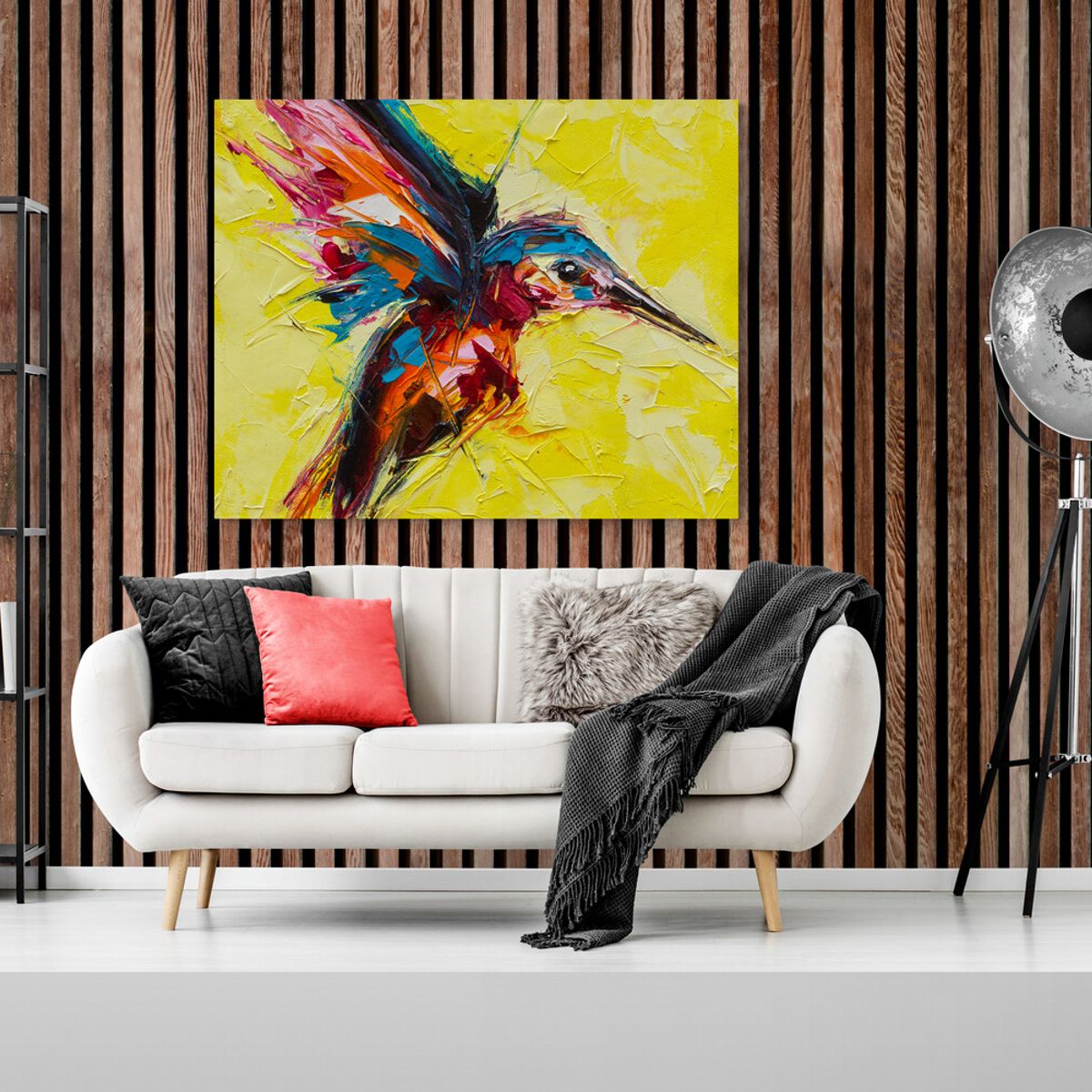 TAYRONA STORE - Cuadro En Lienzo Para La Sala Pintura Colibri 010 100x80cm