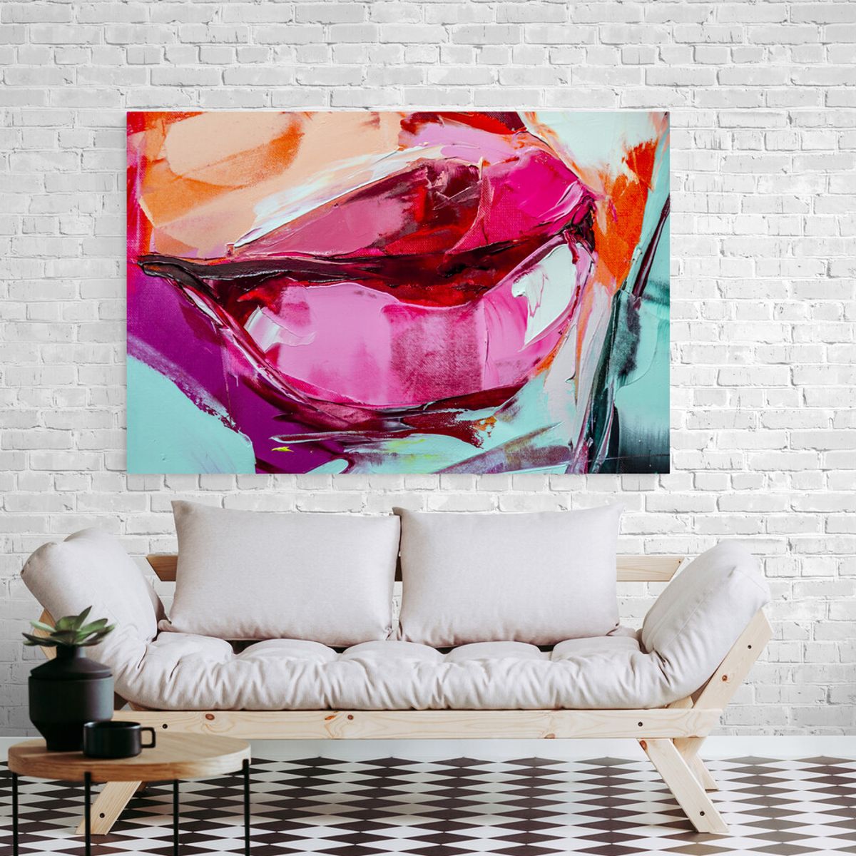 TAYRONA STORE - Cuadro En Lienzo Para La Sala Pintura Mujer 074 70x50cm.