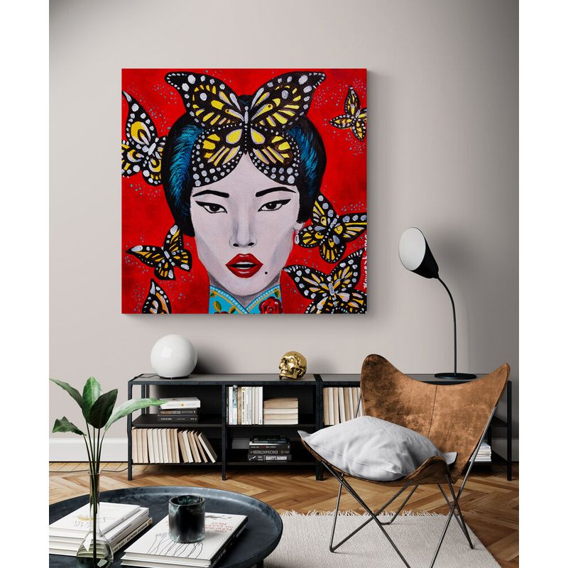 TAYRONA STORE - Cuadro En Lienzo Para La Sala Pintura Mujer 080 90x90cm