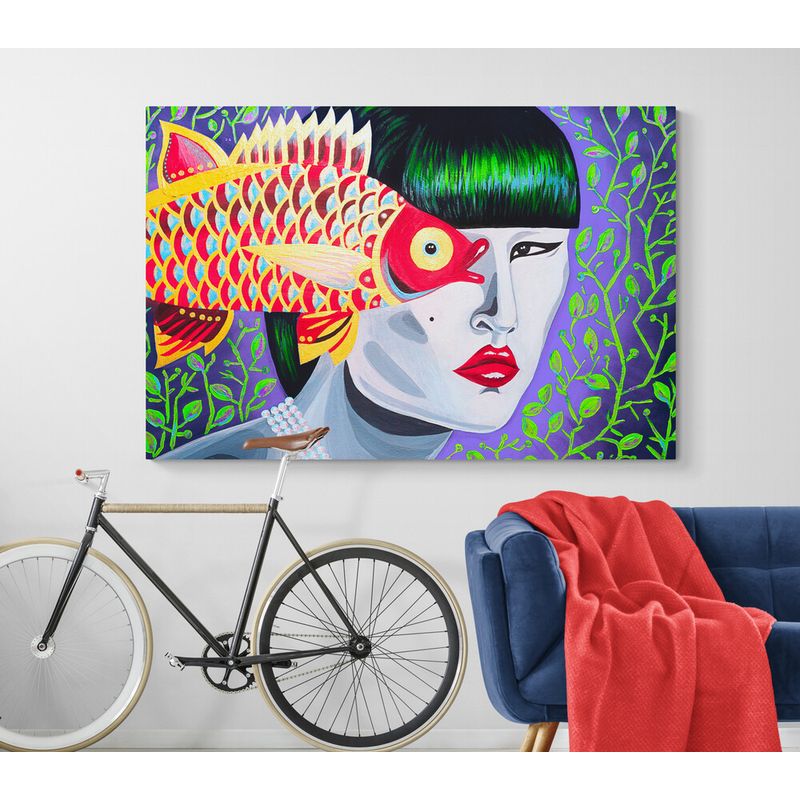 TAYRONA STORE - Cuadro En Lienzo Para La Sala Pintura Mujer 081 100x70cm