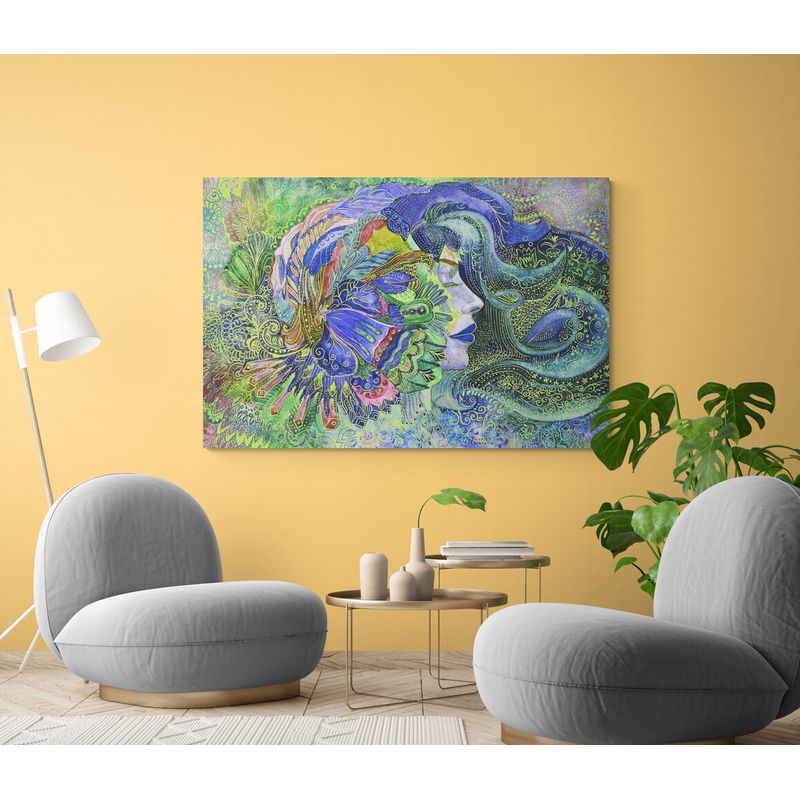 TAYRONA STORE - Cuadro En Lienzo Para La Sala Pintura Mujer 082 50x35cm