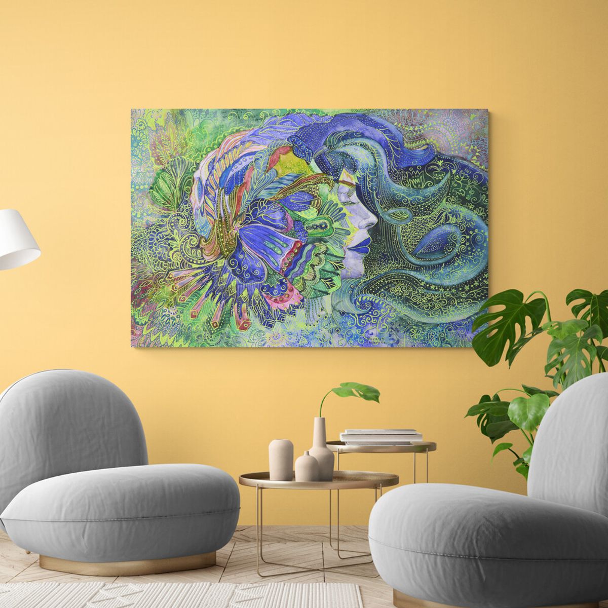 TAYRONA STORE - Cuadro En Lienzo Para La Sala Pintura Mujer 082 70x50cm