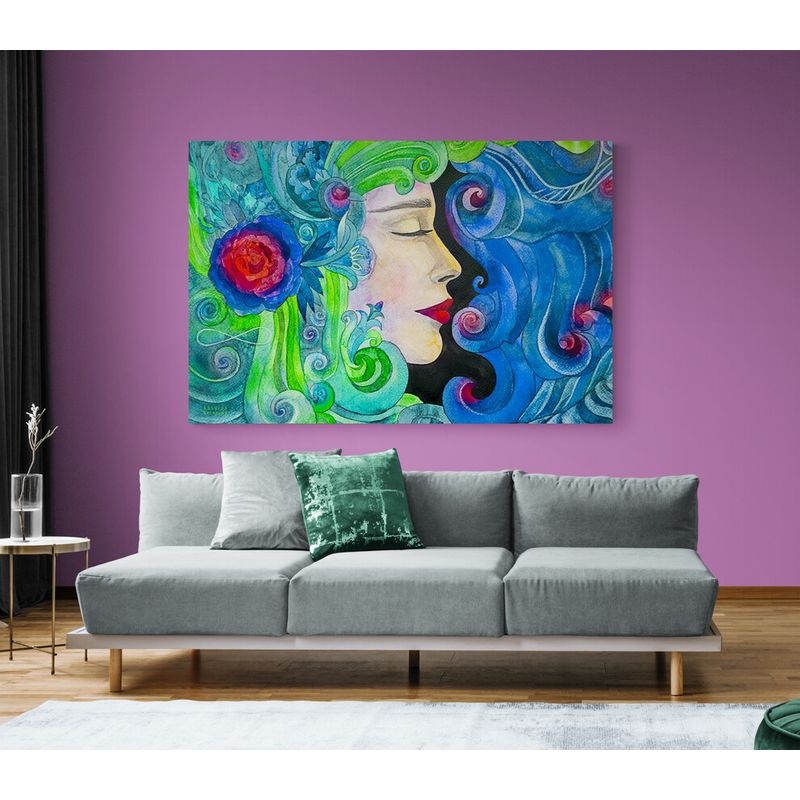 TAYRONA STORE - Cuadro En Lienzo Para La Sala Pintura Mujer 089 100x70cm