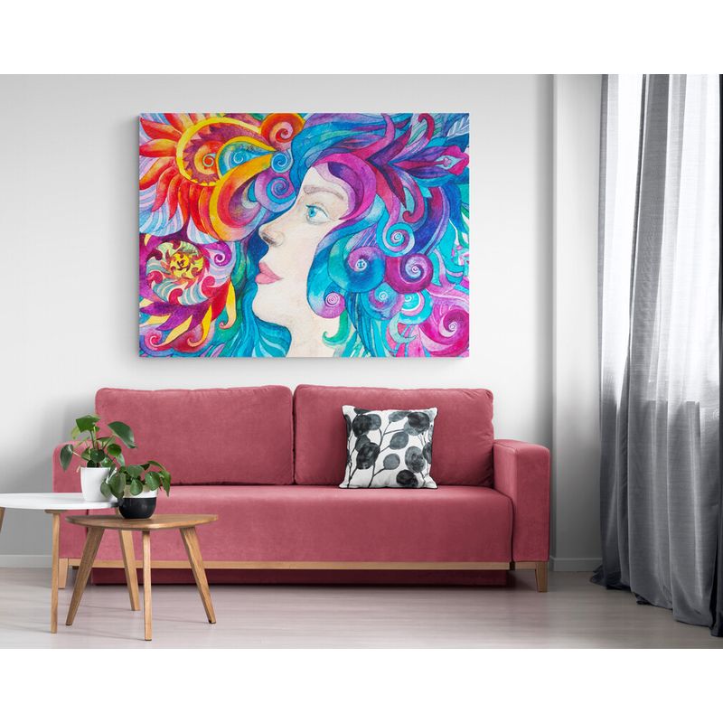 TAYRONA STORE - Cuadro En Lienzo Para La Sala Pintura Mujer 091 50x40cm