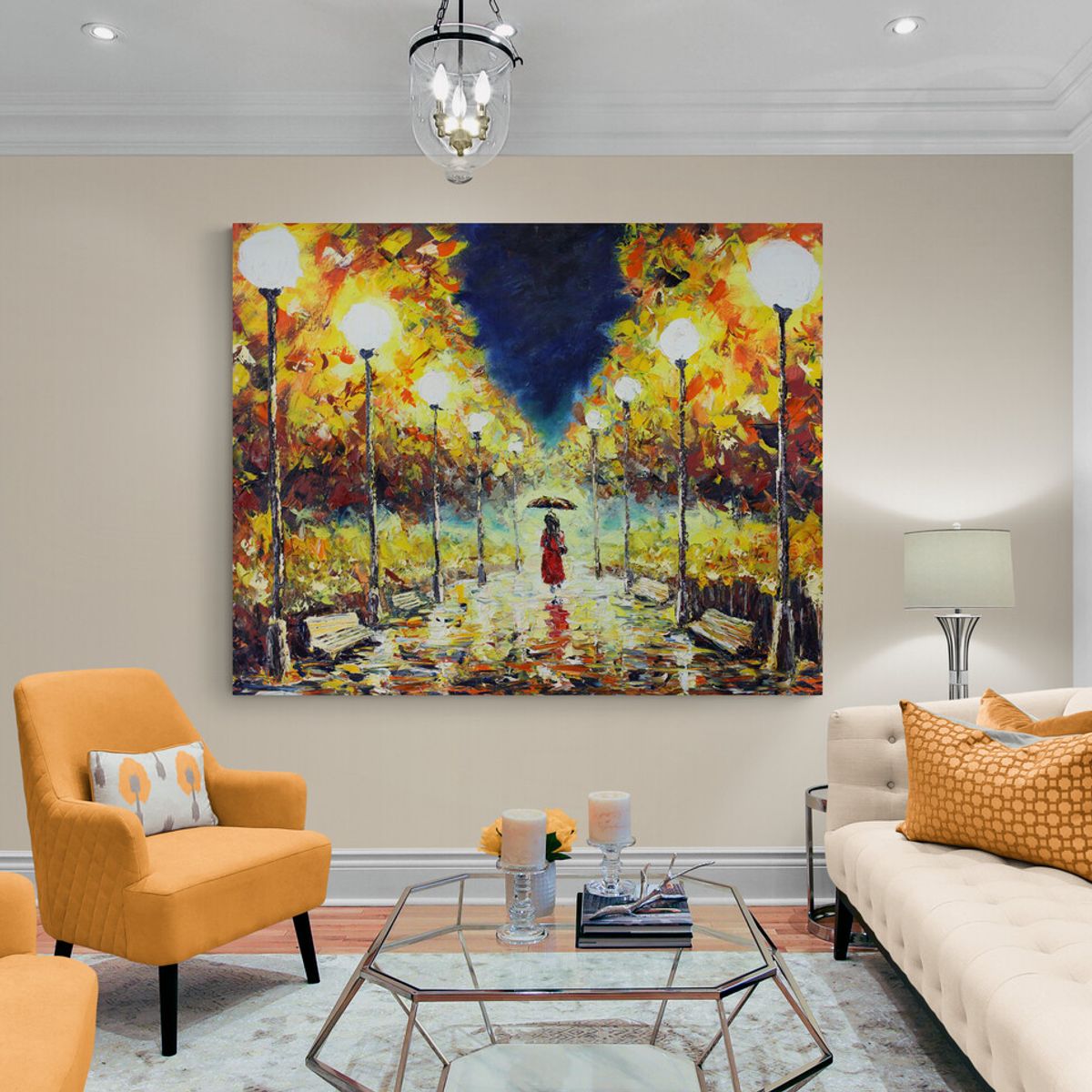 TAYRONA STORE - Cuadro En Lienzo Para La Sala Pintura Noche Mujer 75x60cm