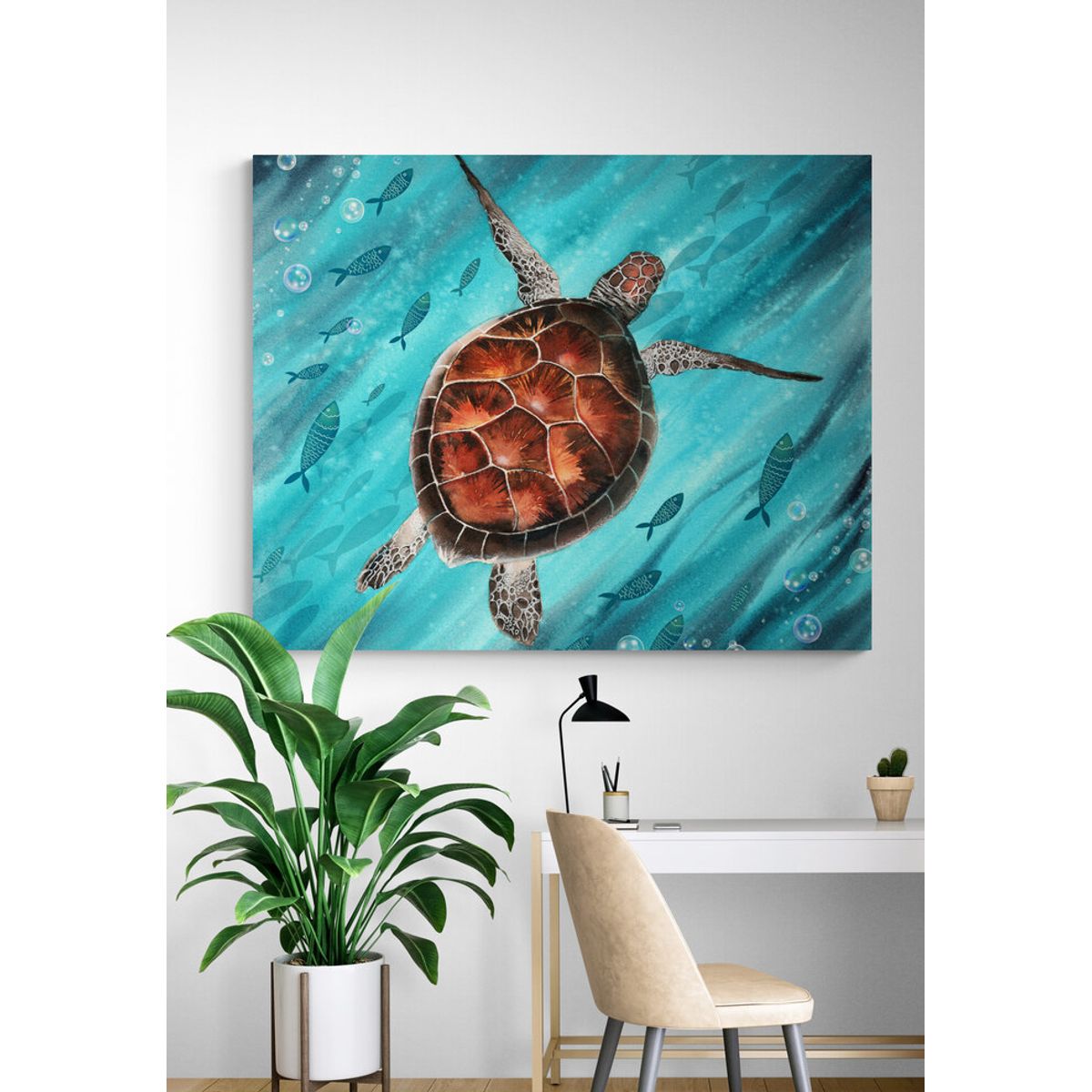 TAYRONA STORE - Cuadro En Lienzo Para La Sala Tortuga 019 100x80cm.