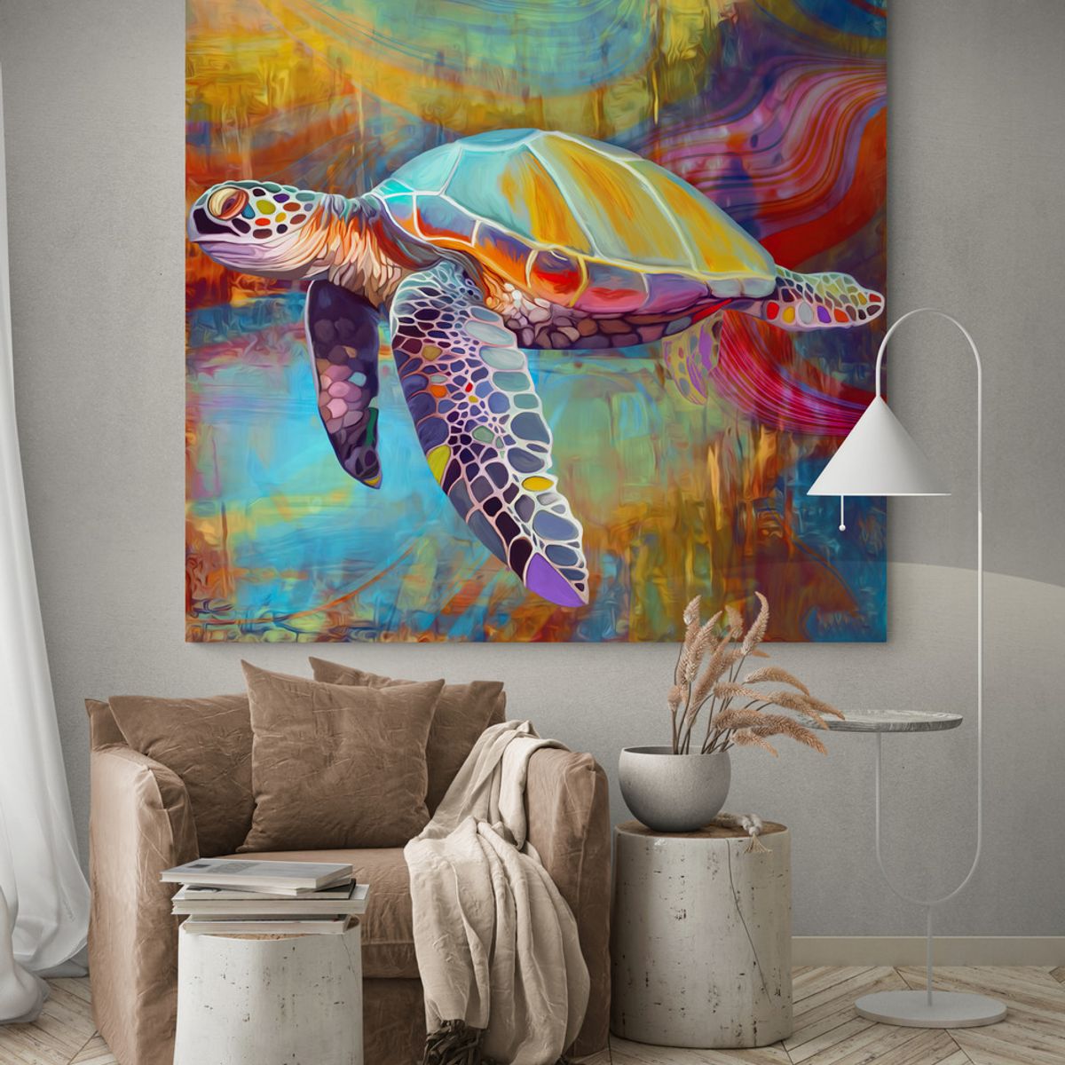 TAYRONA STORE - Cuadro En Lienzo Para La Sala Tortuga 021 50x50cm
