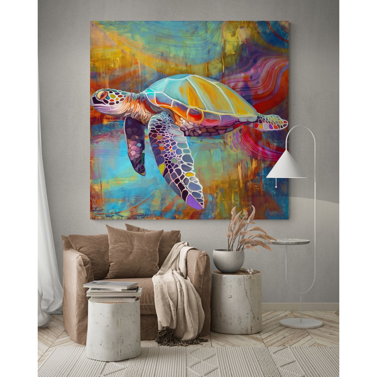 TAYRONA STORE - Cuadro En Lienzo Para La Sala Tortuga 021 50x50cm