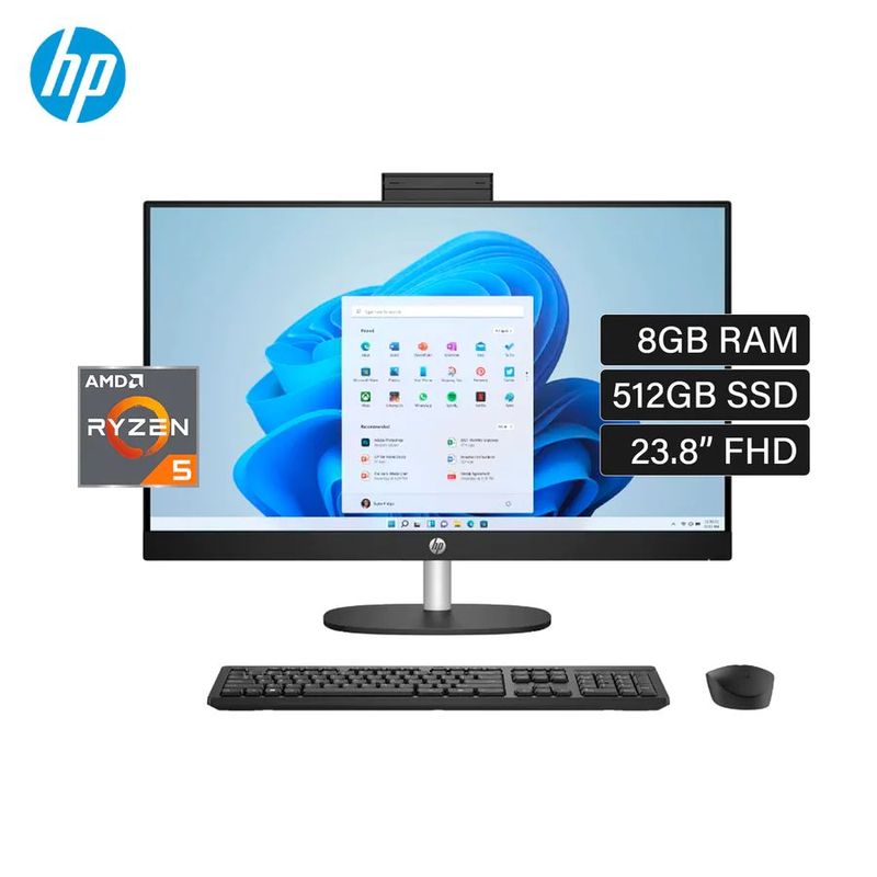 HP - Todo en Uno HP 24-cr0007la AMD Ryzen 5 7520U RAM 8GB SSD 512GB 23,8″ Pulgadas