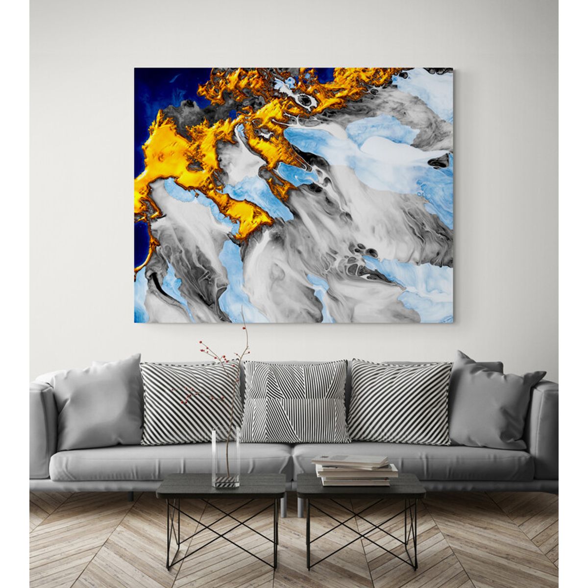 TAYRONA STORE - Cuadro Lienzo Para Sala Pintura Abstracta Con Oro 26 75x60cm