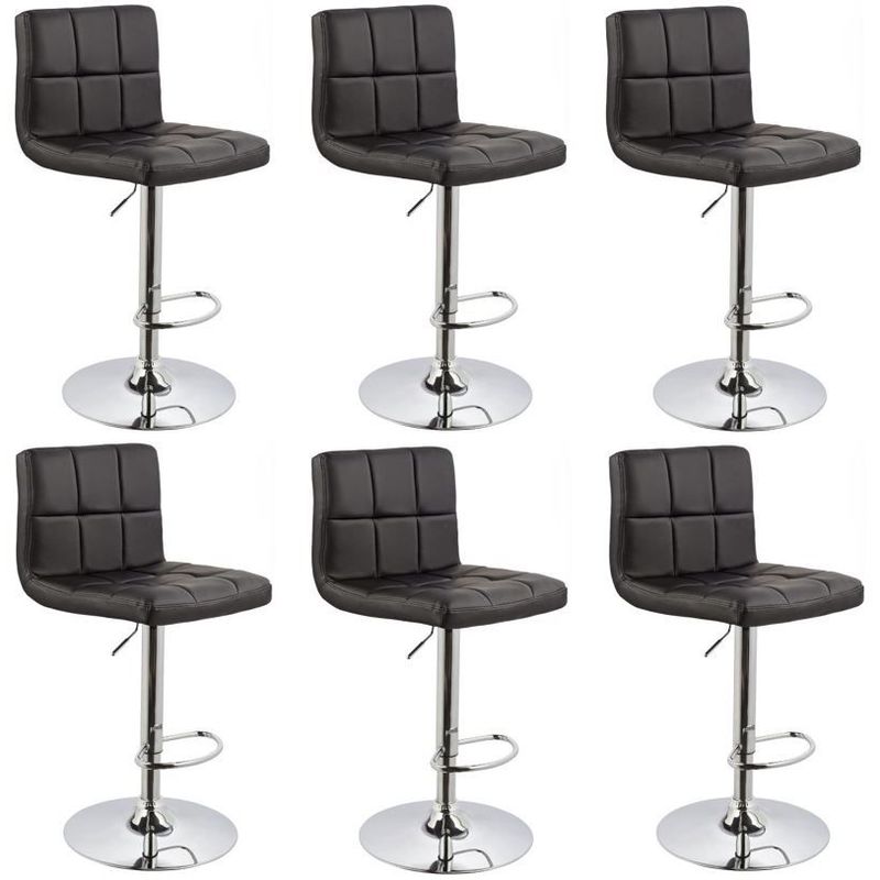 MOBLIHOUSE - Set X6 Silla Bar Giratoria Espaldar Acolchada Negra Moblihouse
