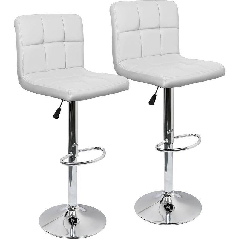 MOBLIHOUSE - Set X2 Silla Bar Giratoria Espaldar Acolchada Blanca Moblihouse
