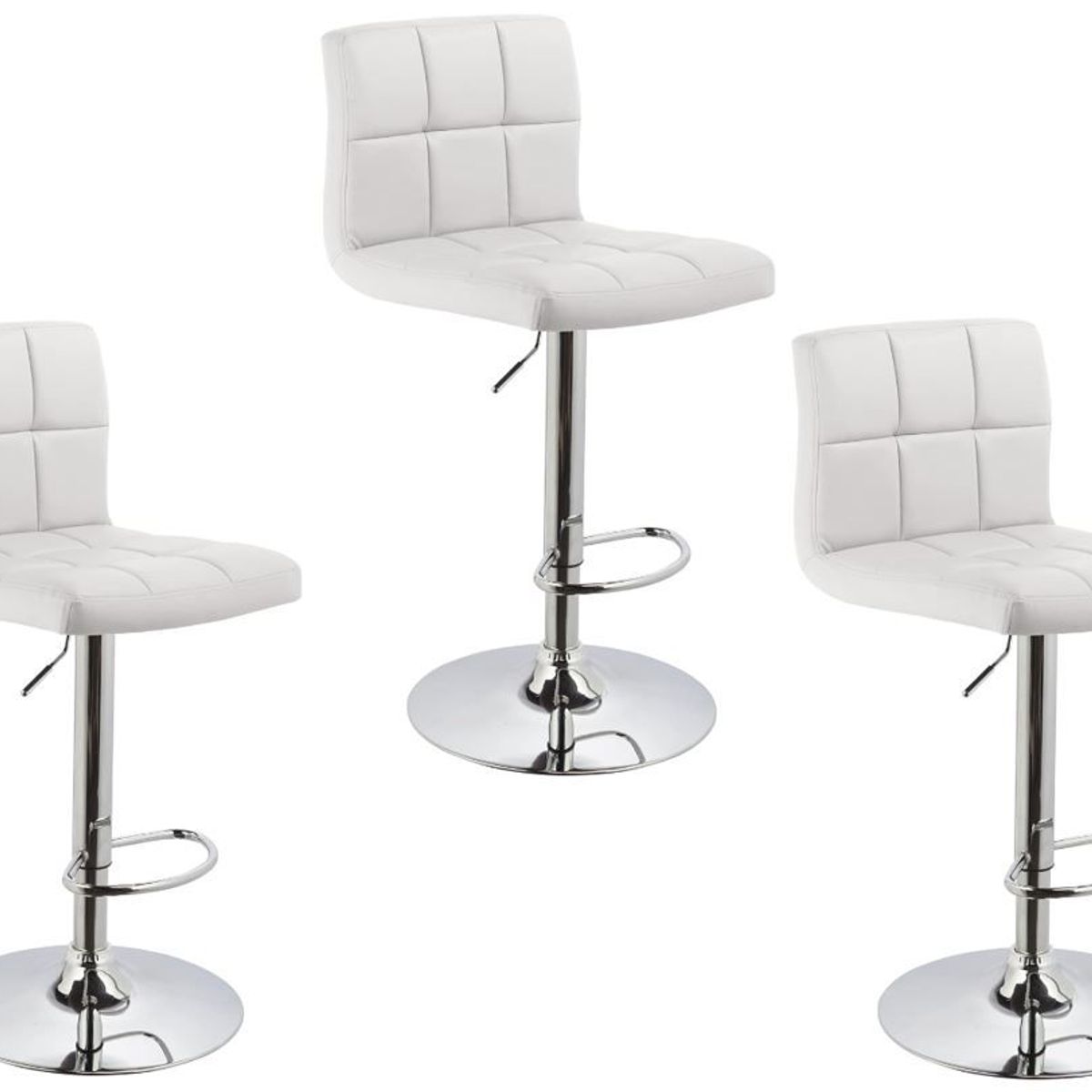 MOBLIHOUSE - Set X3 Silla Bar Giratoria Espaldar Acolchada Blanca Moblihouse