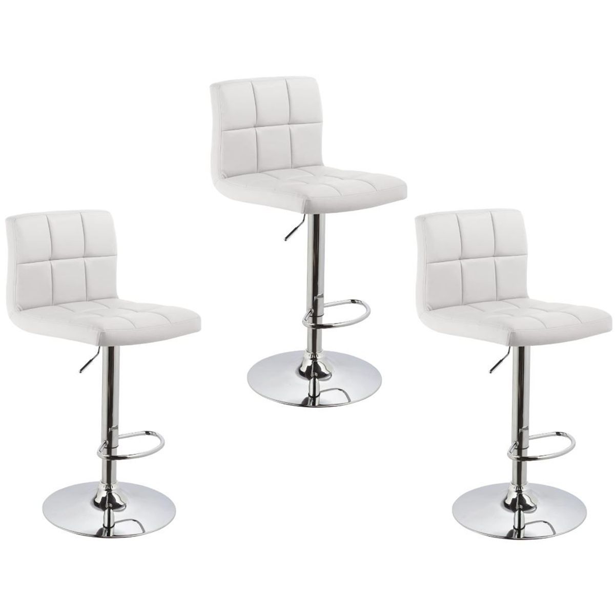 MOBLIHOUSE - Set X3 Silla Bar Giratoria Espaldar Acolchada Blanca Moblihouse
