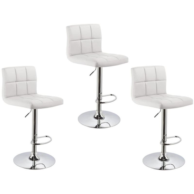 MOBLIHOUSE - Set X3 Silla Bar Giratoria Espaldar Acolchada Blanca Moblihouse