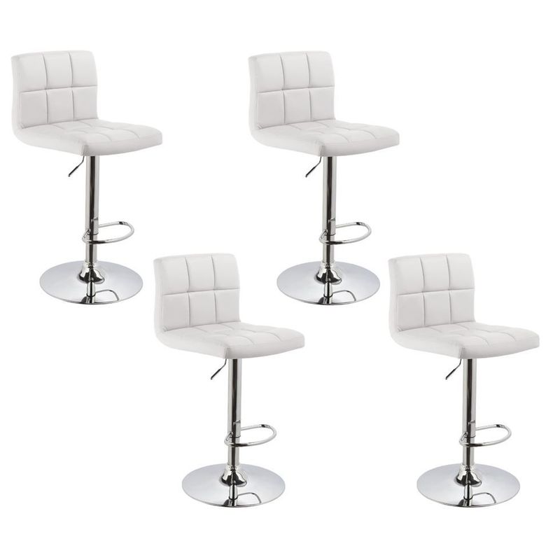 MOBLIHOUSE - Set X4 Silla Bar Giratoria Espaldar Acolchada Blanca Moblihouse