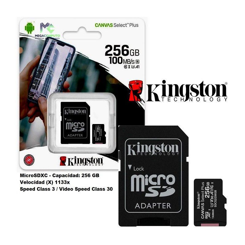 KINGSTON - Memoria Micro Sd Con Adaptador 256Gb Clase 10 Kingston