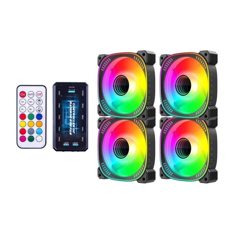 OEM - Kit De 4 Ventiladores Rgb Para Chasis, Controlador Y Control