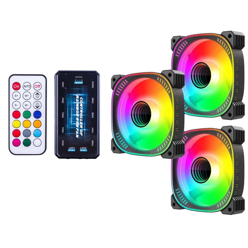 OEM - Kit De 3 Ventiladores Rgb Para Chasis, Controlador Y Control