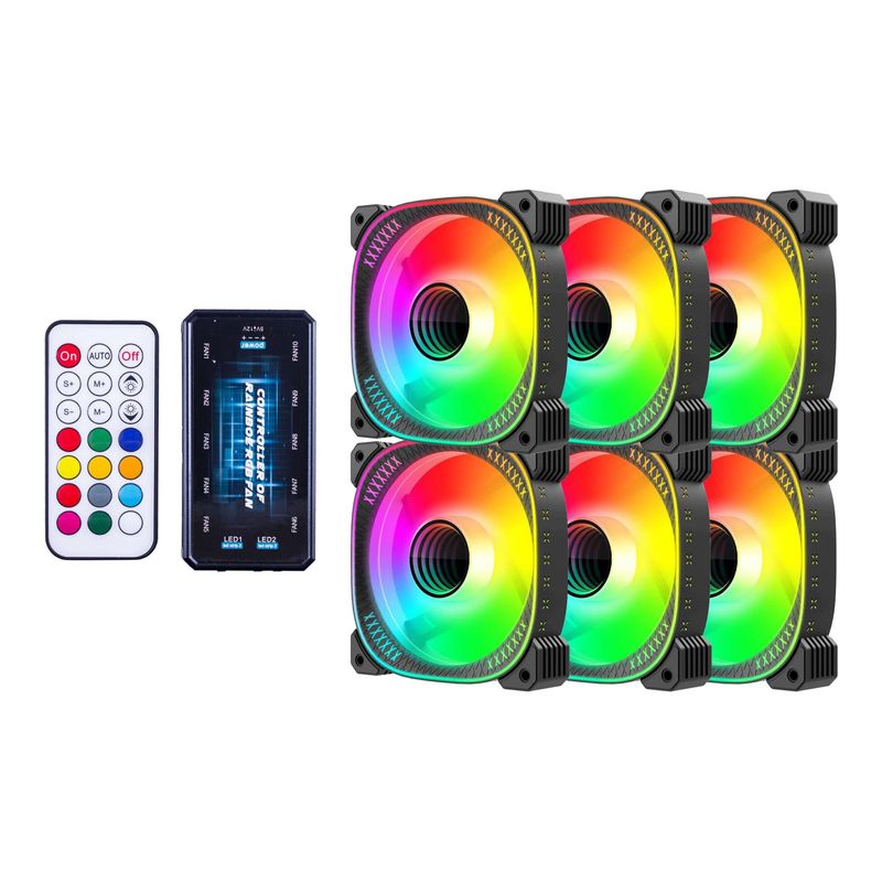 OEM - Kit De 6 Ventiladores Rgb Para Chasis, Controlador Y Control