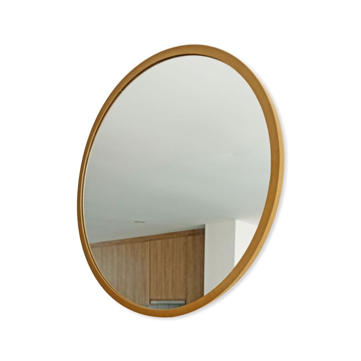 ALIK DISEÑO - Espejo Redondo Con Marco Metálico Ancho Dorado 80cm