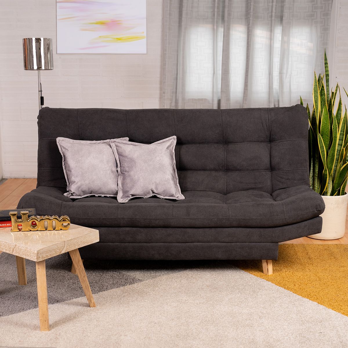 ARMONIA HOME - Sofá Cama Valencia Gris + Cojines