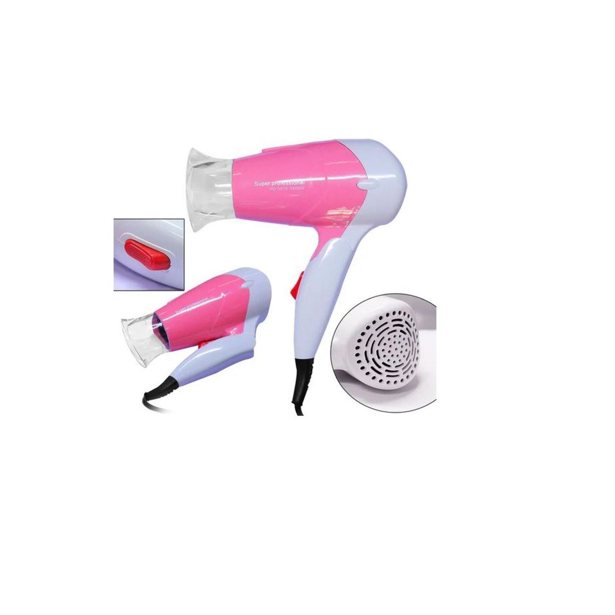 GENERICO - Mini Secador Para Cabello Viajero Plegable Portátil Pequeño