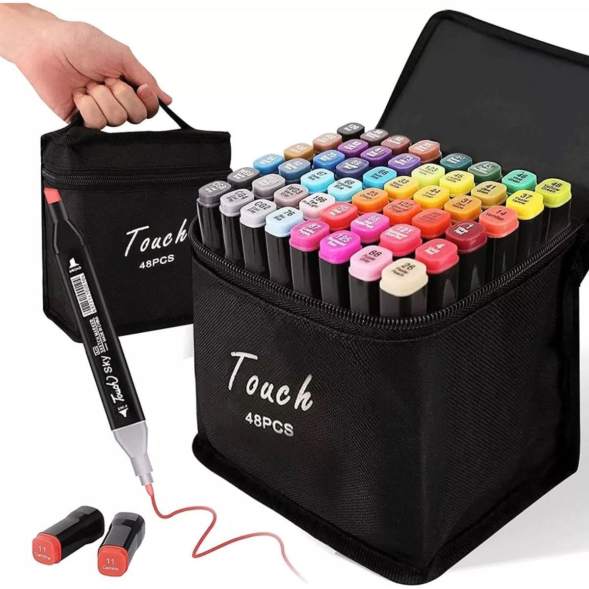 GENERICO - Marcadores de Dibujo de 48 Colores: Doble Punta Base Alcohol